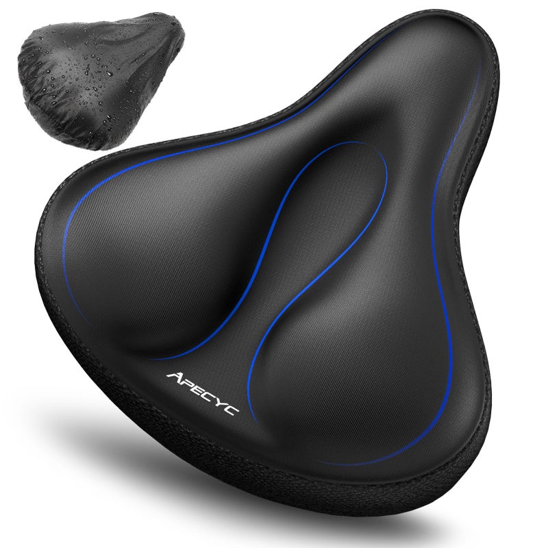 APECYC Extra Wide Bike Seat Cushion - Oversized Gel Padded Bicycle Saddle Cushion for Ultimate Comfort and Soft Exercise Bike Seat Cover for Peloton  Stationary  Mountain Bikes - Image 1
